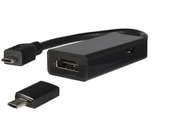 DINIC MHL (Micro USB) Stecker auf HDMI Buchse, 0,2m z. B. HTC, LG, SONY + Adapter für Samsung S3/S4